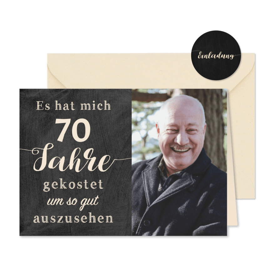 Geburtstagseinladung Gut aussehen 70 - Karteneindruck
