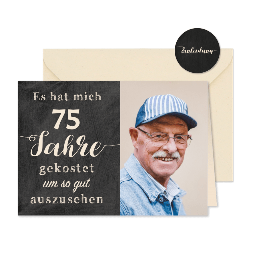 Geburtstagseinladung Gut aussehen 75 - Karteneindruck
