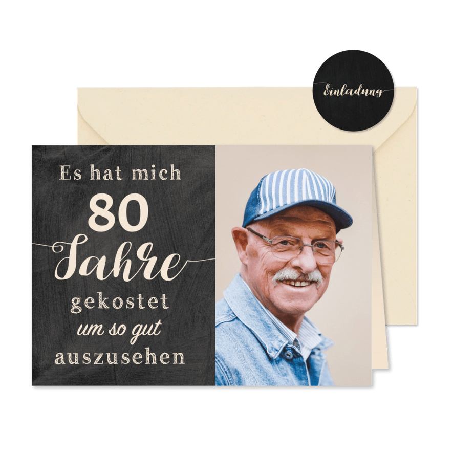 Geburtstagseinladung Gut aussehen 80 - Karteneindruck