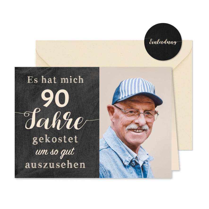 Geburtstagseinladung Gut aussehen 90 - Karteneindruck
