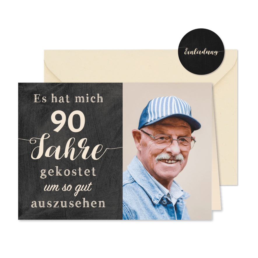 Geburtstagseinladung Gut aussehen 90 - Karteneindruck