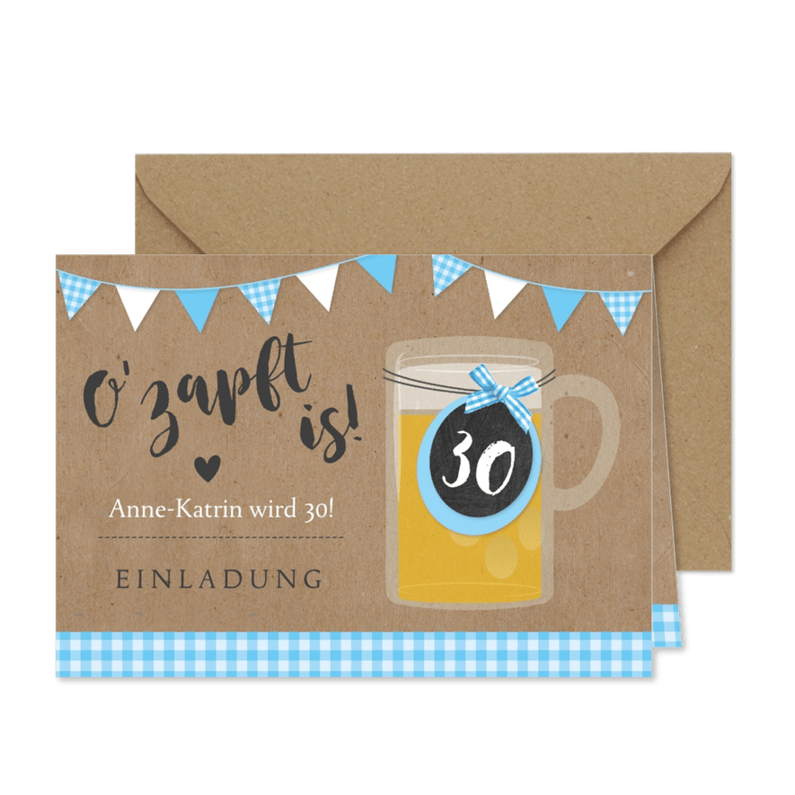 Geburtstagseinladung Oktoberfest Ozapft is - Karteneindruck
