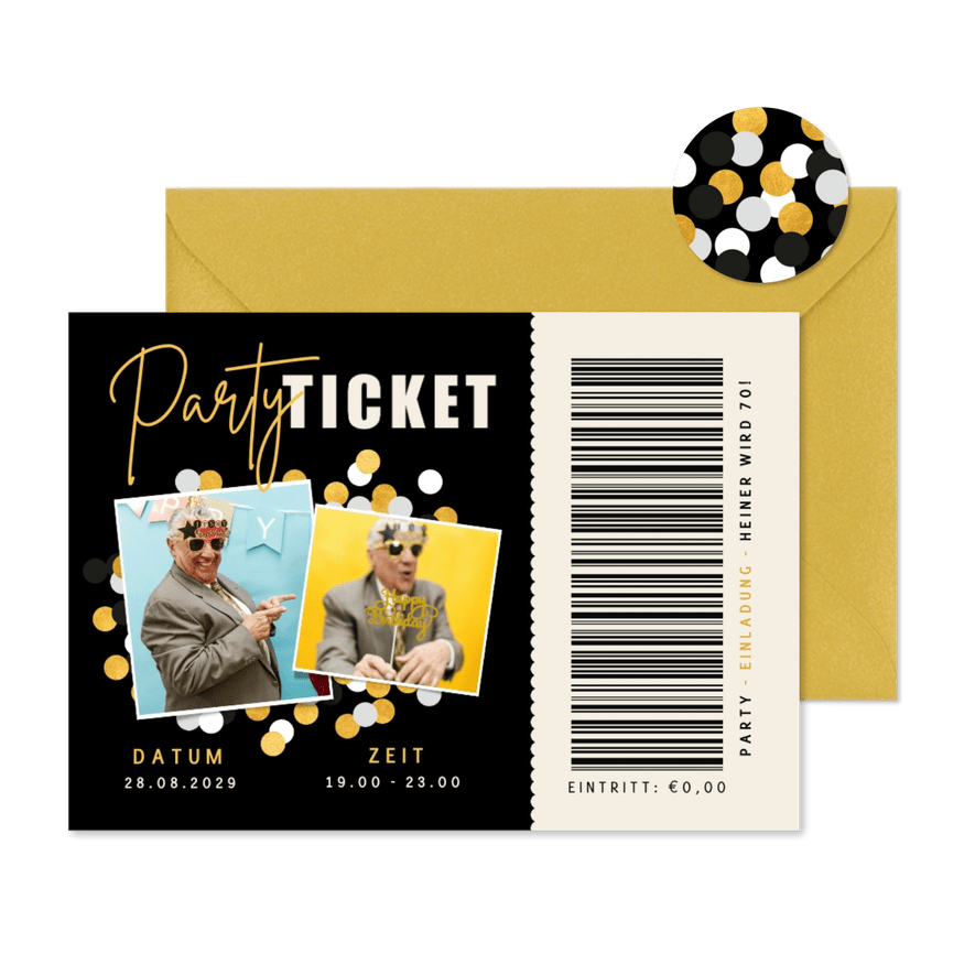 Geburtstagseinladung 'Partyticket' - Karteneindruck
