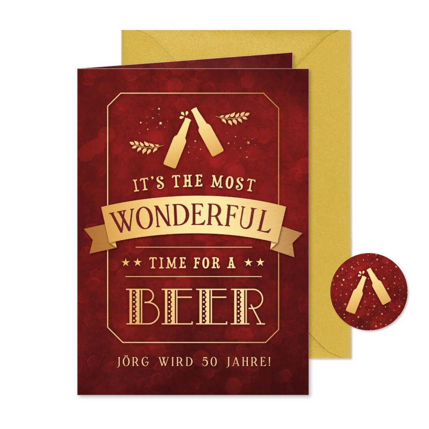 Geburtstagseinladung 'Time for a Beer' - Karteneindruck
