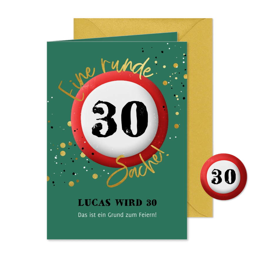 Geburtstagseinladung Verkehrsschild 30 - Karteneindruck