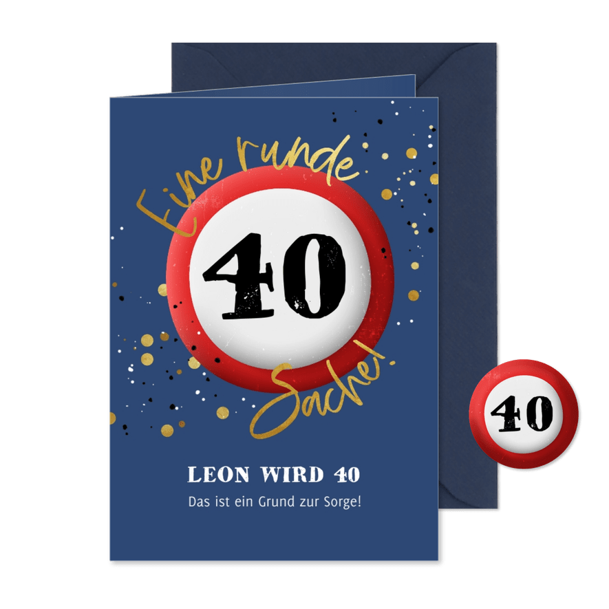 Geburtstagseinladung Verkehrsschild 40 - Karteneindruck