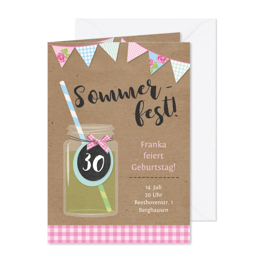 Geburtstagseinladung zum Sommerfest - Karteneindruck
