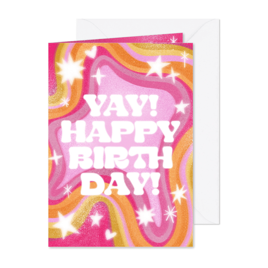 Geburtstagsgrußkarte Vintage 'Yay' - Karteneindruck