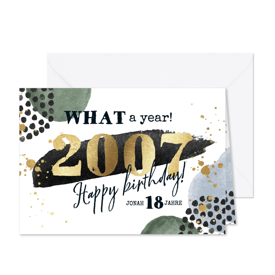 Geburtstagskarte 18. Geburtstag Goldschrift - Karteneindruck