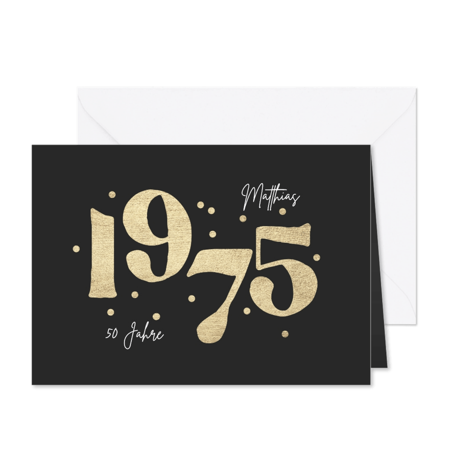 Geburtstagskarte 50. Geburtstag 1975 - Karteneindruck