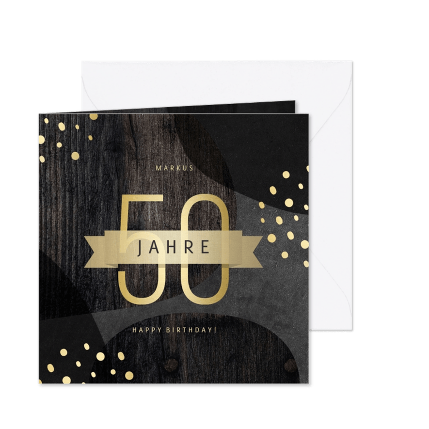 Geburtstagskarte 50 Jahre Gold - Karteneindruck