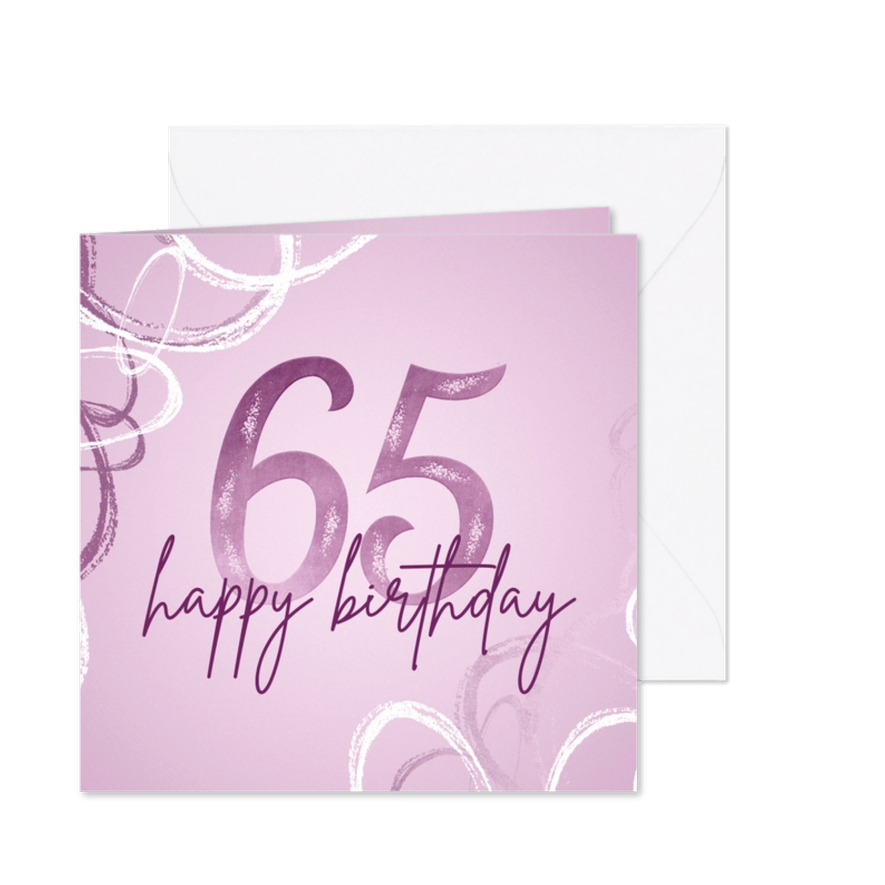 Geburtstagskarte 65. Geburtstag lila Ornamente - Karteneindruck