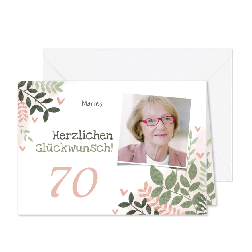 Geburtstagskarte 70. Geburtstag Foto & Blumen - Karteneindruck