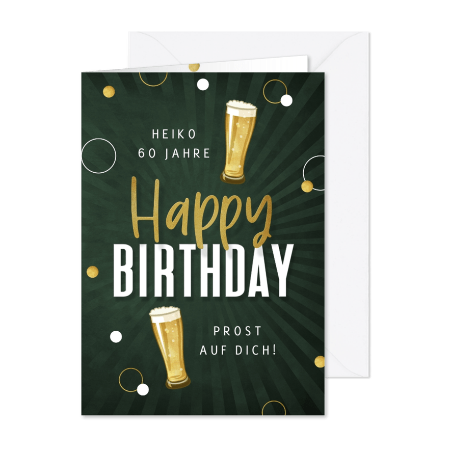 Geburtstagskarte Bier 'happy birthday' - Karteneindruck