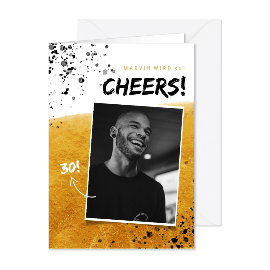 Geburtstagskarte Cheers mit Foto - Karteneindruck