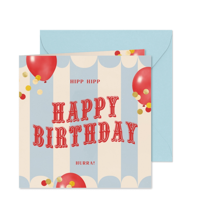 Geburtstagskarte Circus Luftballon Happy Birthday - Karteneindruck