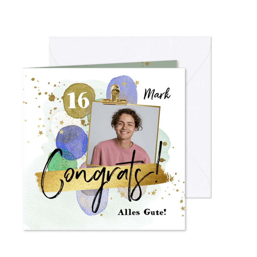 Geburtstagskarte 'Congrats' mit Foto - Karteneindruck
