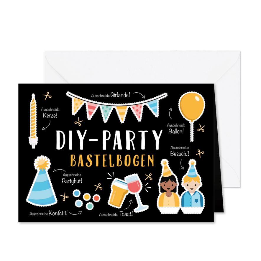 Geburtstagskarte DIY-Party-Bastelbogen - Karteneindruck