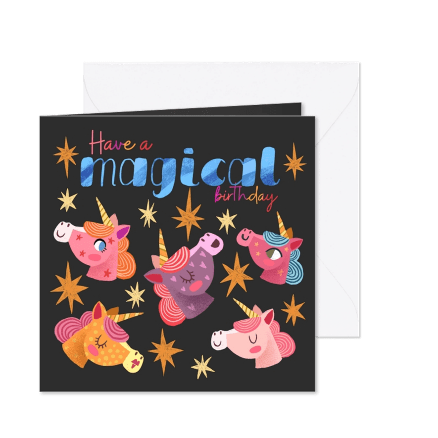 Geburtstagskarte Einhorn 'Magical Birthday' - Karteneindruck