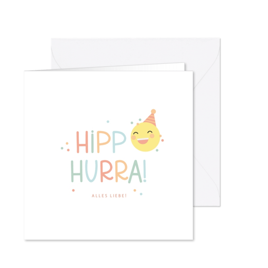 Geburtstagskarte Emoji 'Hipp Hurra' - Karteneindruck