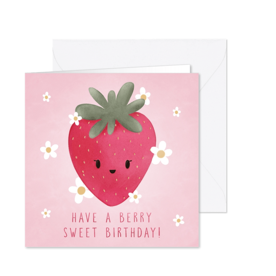 Geburtstagskarte Erdbeere 'Berry sweet birthday' - Karteneindruck