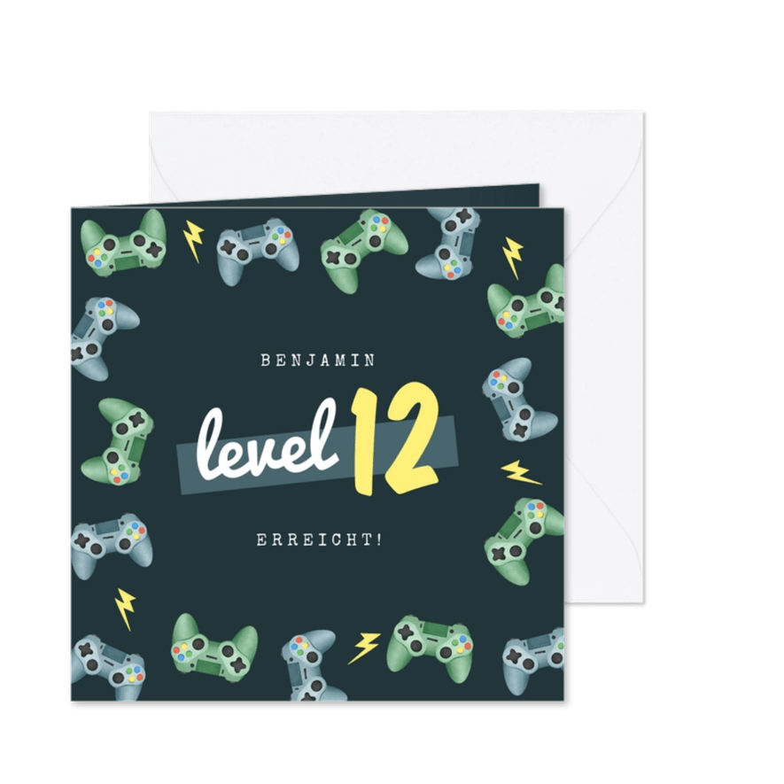 Geburtstagskarte Gaming Level - Karteneindruck