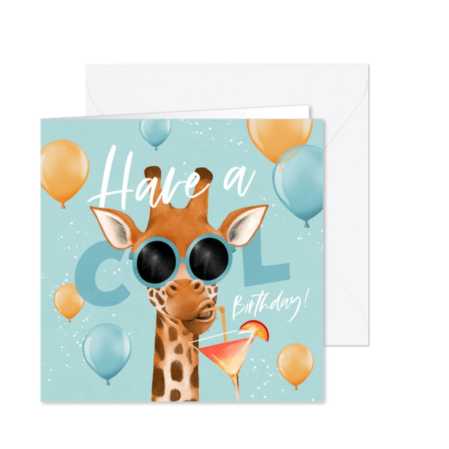 Geburtstagskarte Giraffe 'Cool Birthday' - Karteneindruck