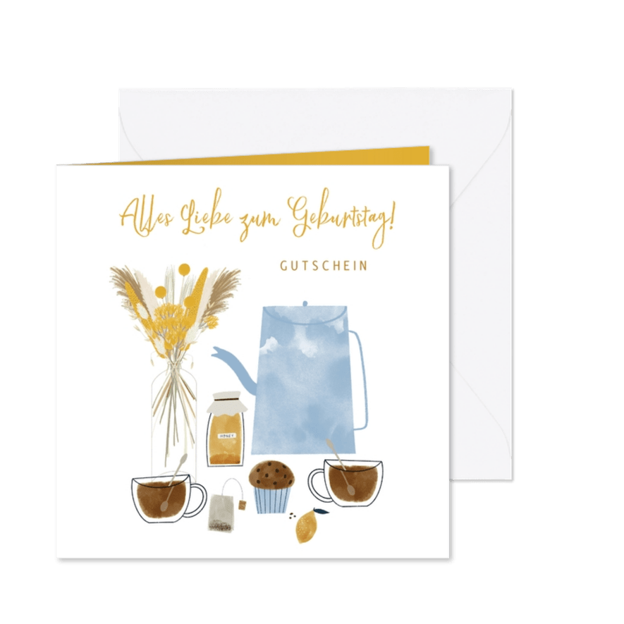 Geburtstagskarte Gutschein High Tea - Karteneindruck