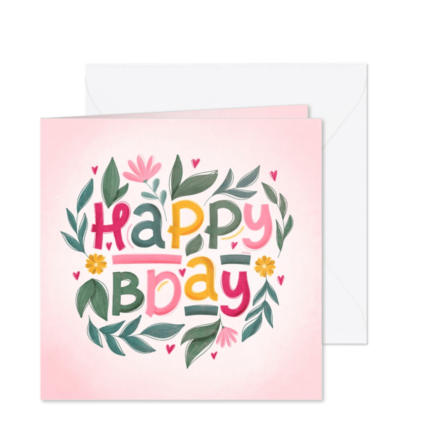 Geburtstagskarte Happy birthday blumig - Karteneindruck