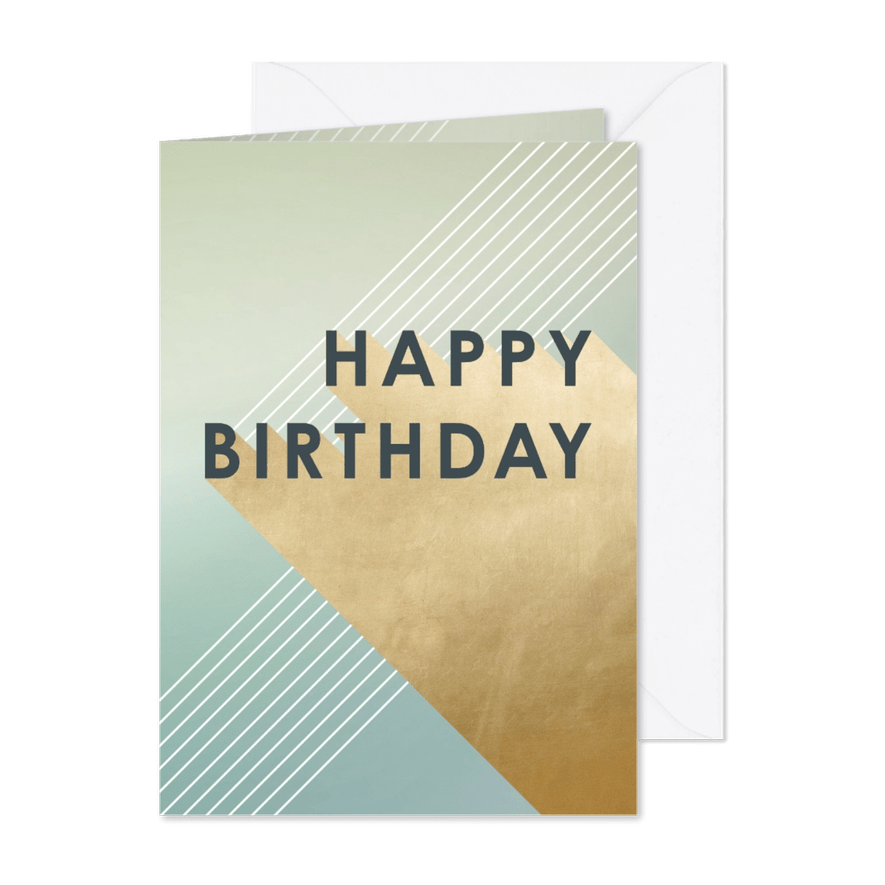 Geburtstagskarte Happy Birthday Gold grafisch - Karteneindruck
