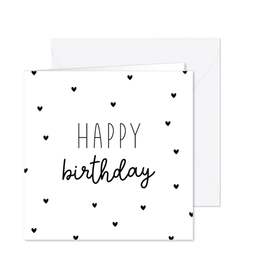 Geburtstagskarte 'Happy Birthday' in Schwarzweiß - Karteneindruck
