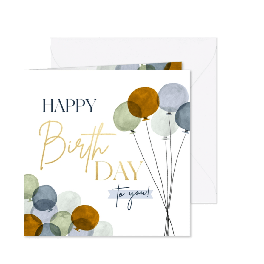 Geburtstagskarte 'Happy Birthday' Luftballons - Karteneindruck
