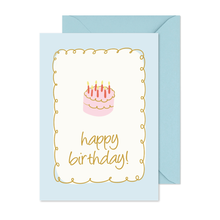 Geburtstagskarte 'Happy Birthday' rosa Geburtstagstorte - Karteneindruck