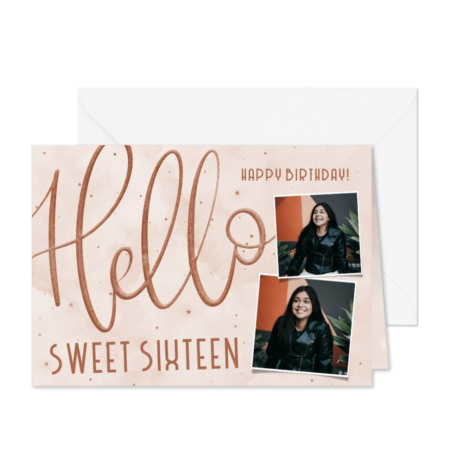 Geburtstagskarte Hello Sweet Sixteen - Karteneindruck