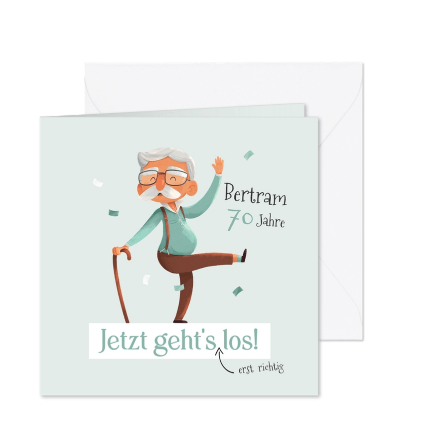 Geburtstagskarte Humor Mann mit Stock - Karteneindruck