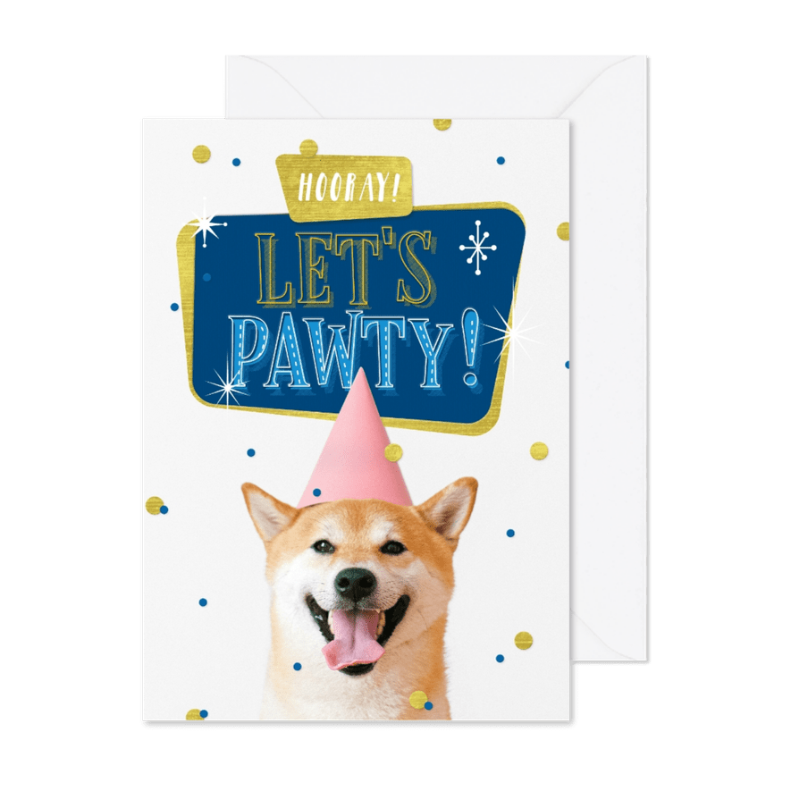 Geburtstagskarte Hund 'Let's pawty' - Karteneindruck