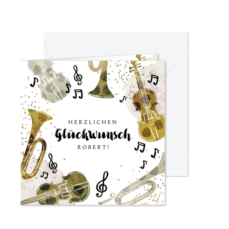 Geburtstagskarte Instrumente - Karteneindruck
