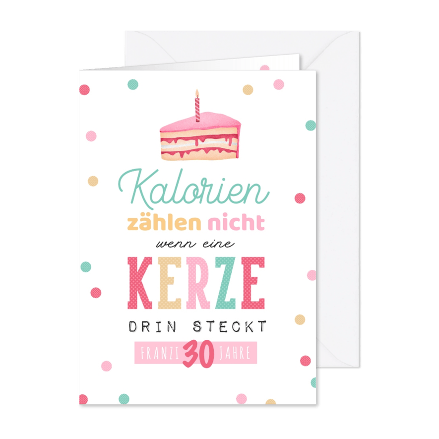 Geburtstagskarte Kalorien zählen nicht - Karteneindruck