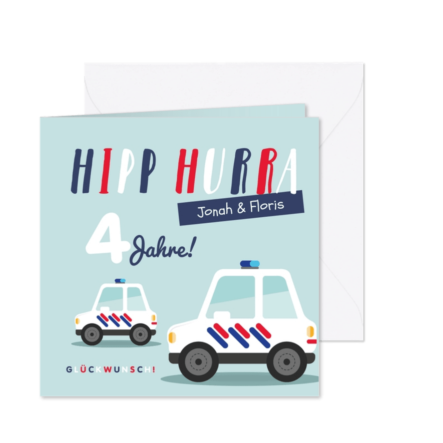 Geburtstagskarte Kinder Autos - Karteneindruck