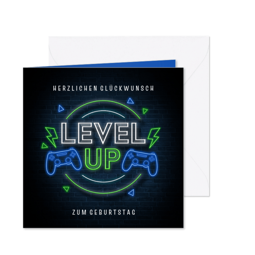 Geburtstagskarte Level Up Game-Controller - Karteneindruck