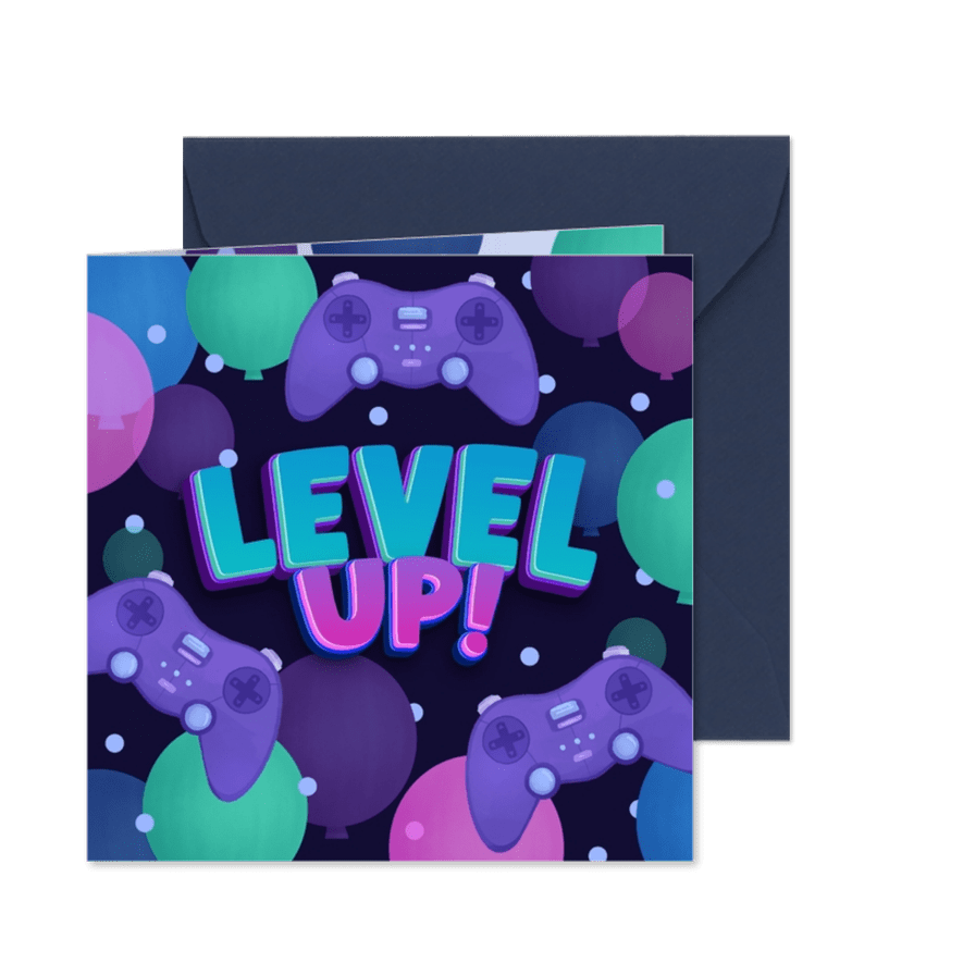 Geburtstagskarte 'Level Up' Gaming Spiele - Karteneindruck