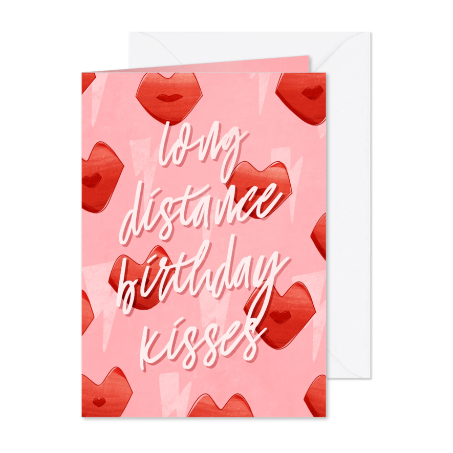 Geburtstagskarte 'Long distance birthday kisses' - Karteneindruck
