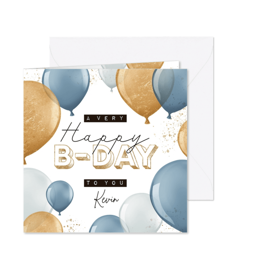 Geburtstagskarte Luftballons blau & gold - Karteneindruck