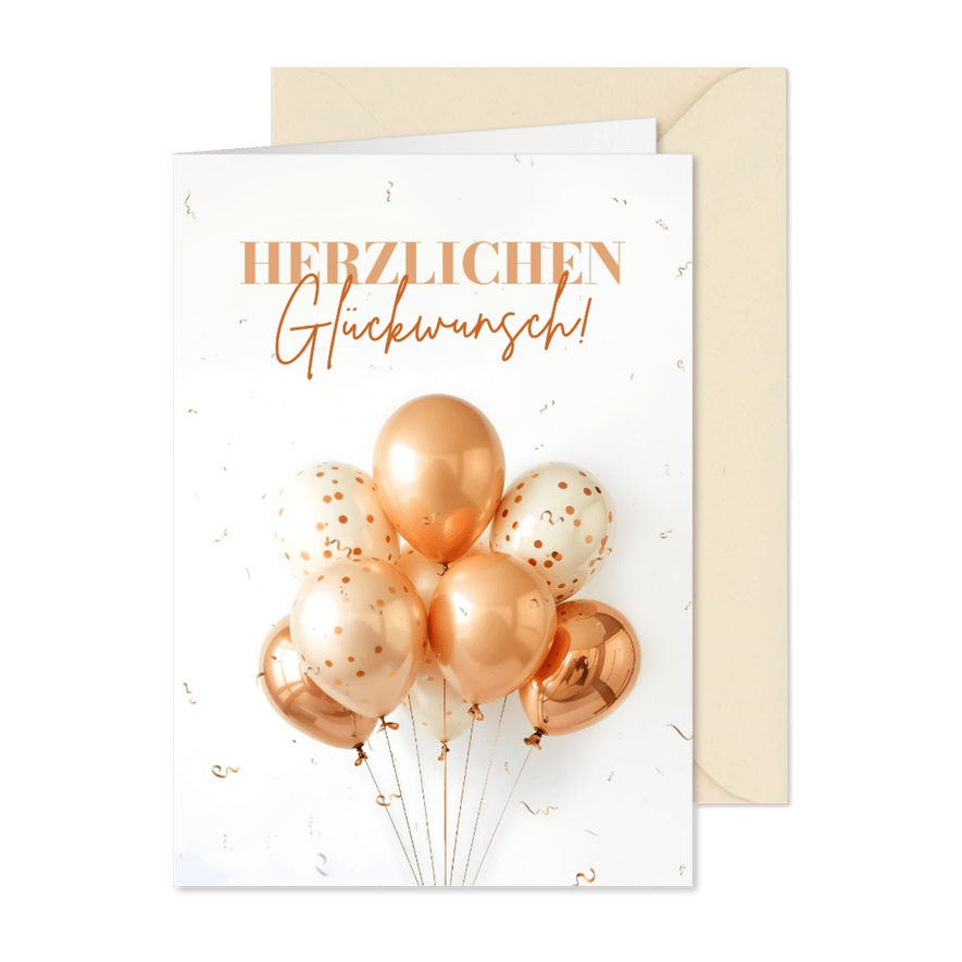 Geburtstagskarte Luftballons Metallic - Karteneindruck