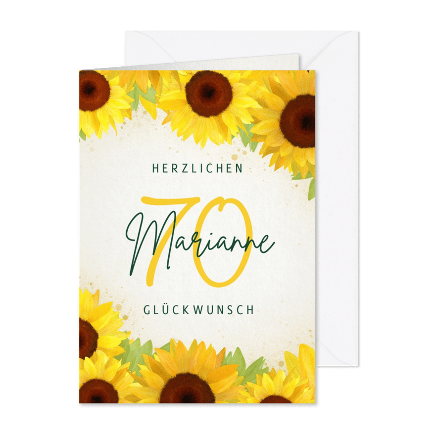 Geburtstagskarte mit Sonnenblumen - Karteneindruck