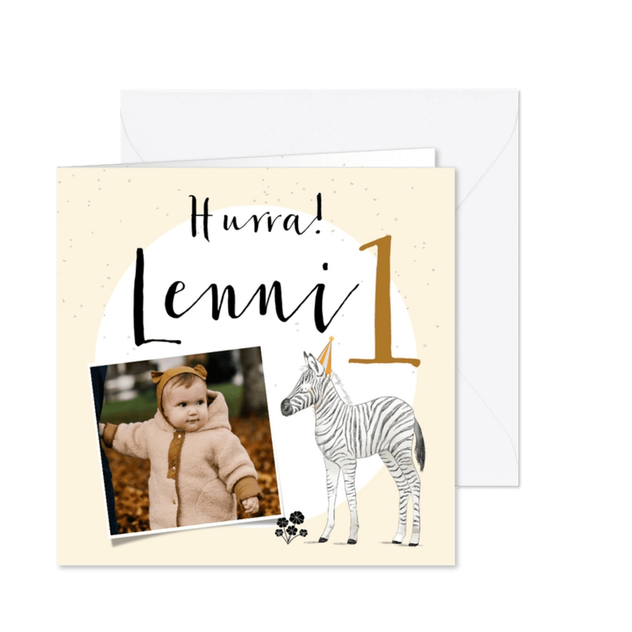 Geburtstagskarte mit Zebra und Foto - Karteneindruck