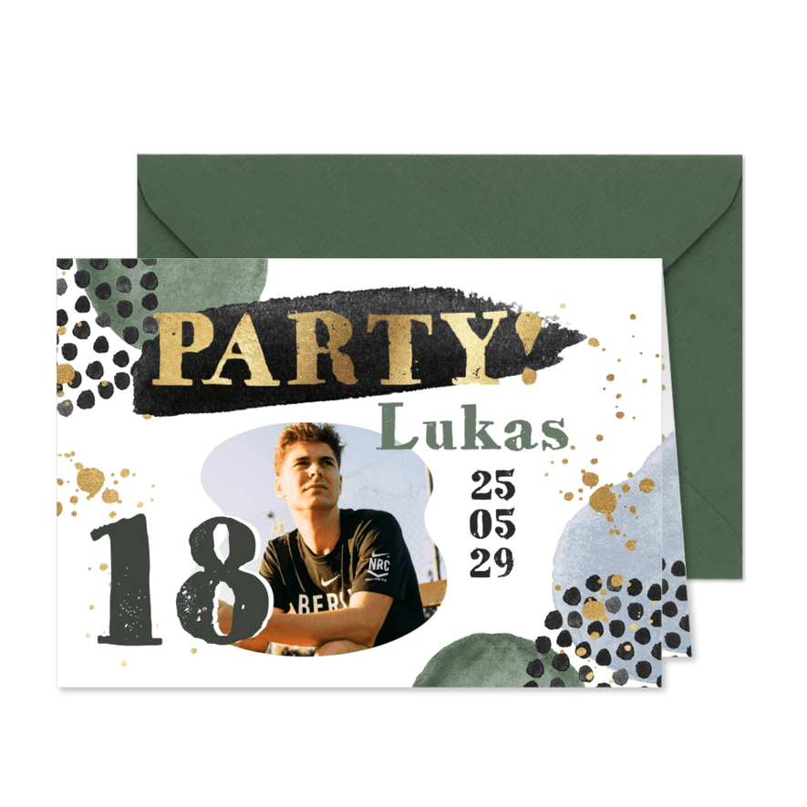 Geburtstagskarte 'Party' Einladung 18 Jahre Aquarell - Karteneindruck