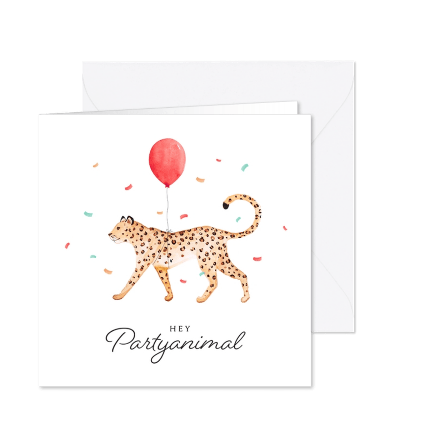 Geburtstagskarte Partyanimal Leopard - Karteneindruck