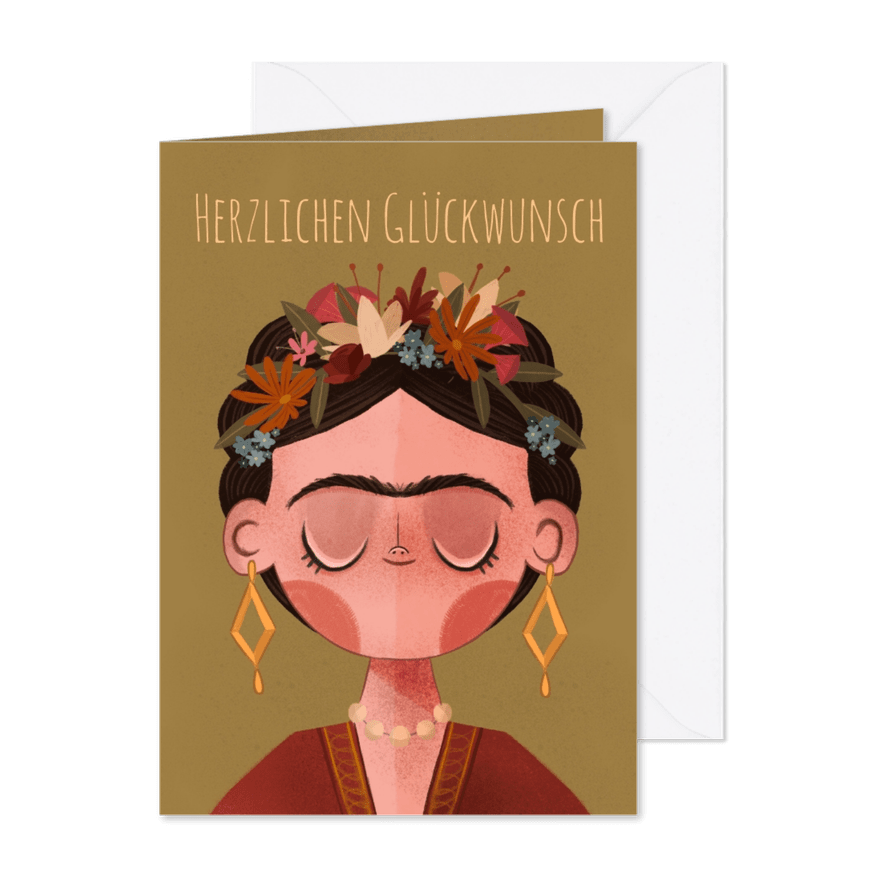 Geburtstagskarte Porträt mit Blumenkranz - Karteneindruck