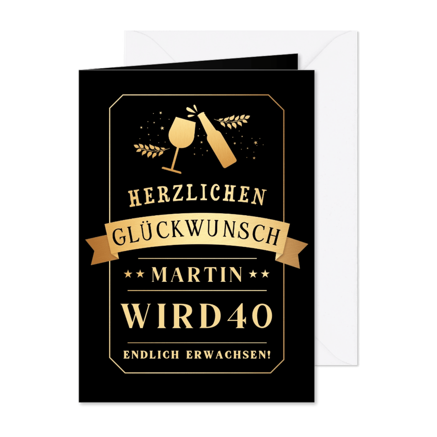 Geburtstagskarte Posterlook Bier & Wein - Karteneindruck